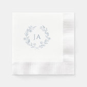 Serviette En Papier Mariage de monogramme bleu foncé (Devant)