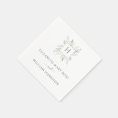 Serviette En Papier Mariage de monogramme botanique (Coin)