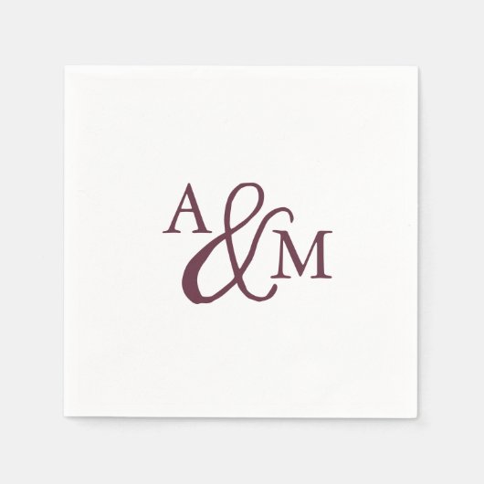 Serviette En Papier Mariage de monogramme d'Ampersand de Bourgogne (Devant)