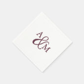 Serviette En Papier Mariage de monogramme d'Ampersand de Bourgogne (Coin)