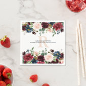 Serviette En Papier Mariage de monogramme d'aquarelle rose de Bourgogn (En situation)