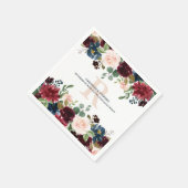 Serviette En Papier Mariage de monogramme d'aquarelle rose de Bourgogn (Coin)