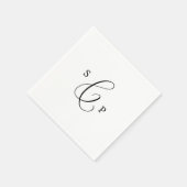 Serviette En Papier Mariage de monogramme de calligraphie noire délica (Coin)