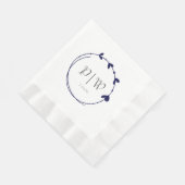 Serviette En Papier Mariage de monogramme de couronne bleu marine (Coin)