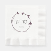 Serviette En Papier Mariage de monogramme de couronne cardiaque simple (Devant)