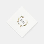Serviette En Papier Mariage de monogramme de courroie Laurel Watercolo (Coin)
