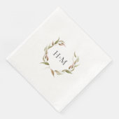 Serviette En Papier Mariage de monogramme de courroie Laurel Watercolo (Coin)