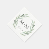 Serviette En Papier Mariage de monogramme de courroie vert rustique (Coin)