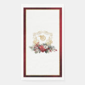 Serviette En Papier Mariage de monogramme de crête florale de Noël cla (Devant)