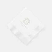 Serviette En Papier Mariage de monogramme de crête verte Sage (Coin)