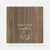 Serviette En Papier Mariage de monogramme de feuille de bois rustique (Devant)