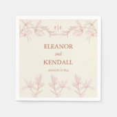 Serviette En Papier Mariage de monogramme de fleurs intemporel (Devant)