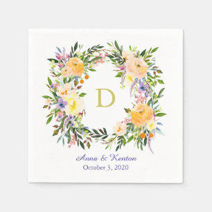 Serviette En Papier Mariage de monogramme de germe d'automne