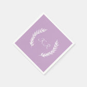 Serviette En Papier Mariage de monogramme de lavande douce violet (Coin)