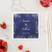 Serviette En Papier Mariage de monogramme de parties scintillant bleu  (En situation)