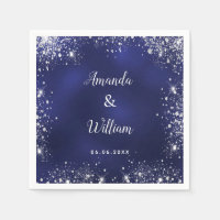 Mariage de monogramme de parties scintillant bleu 