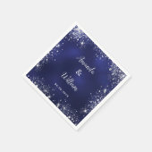Serviette En Papier Mariage de monogramme de parties scintillant bleu  (Coin)