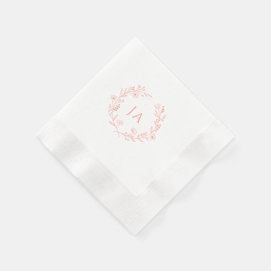Serviette En Papier Mariage de monogramme de pêche (Coin)