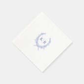 Serviette En Papier Mariage de monogramme de poignets bleu et ruban (Coin)
