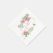 Serviette En Papier Mariage de monogramme de ruban rose (Coin)