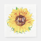 Serviette En Papier Mariage de monogramme de tournesol jaune (Devant)