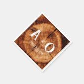 Serviette En Papier Mariage de monogramme de tranche de bois rustique (Coin)