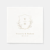 Serviette En Papier Mariage de monogramme d'écusson botanique simple e (Devant)