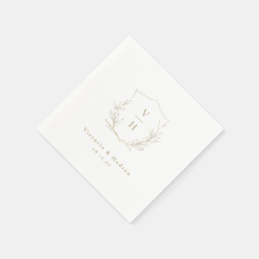 Serviette En Papier Mariage de monogramme d'écusson botanique simple e (Coin)