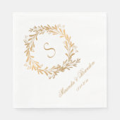 Serviette En Papier Mariage de monogramme d'or floral (Devant)