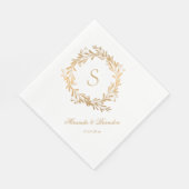 Serviette En Papier Mariage de monogramme d'or floral (Coin)