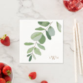 Serviette En Papier Mariage de Monogramme d'or Stem vert (En situation)