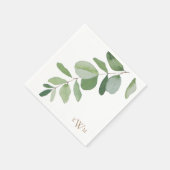 Serviette En Papier Mariage de Monogramme d'or Stem vert (Coin)