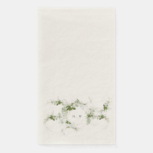 Serviette En Papier Mariage de monogramme écocalque vert (Devant)
