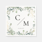 Serviette En Papier Mariage de monogramme Eucalyptus (Devant)