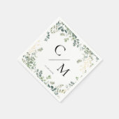 Serviette En Papier Mariage de monogramme Eucalyptus (Coin)