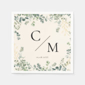 Serviette En Papier Mariage de monogramme Eucalyptus (Devant)