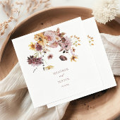 Serviette En Papier Mariage de monogramme floral de automne rustique