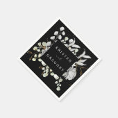 Serviette En Papier mariage de monogramme floral or argent dramatique (Coin)