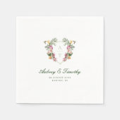 Serviette En Papier Mariage de monogramme floral tropical (Devant)