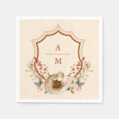Serviette En Papier Mariage de monogramme Floral Western Crest (Devant)