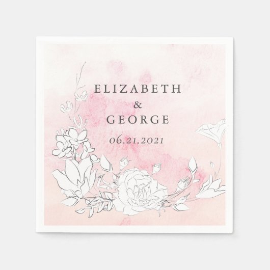 Serviette En Papier Mariage de monogramme flou moderne (Devant)