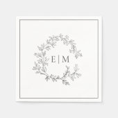 Serviette En Papier Mariage de monogramme gris moderne (Devant)
