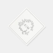 Serviette En Papier Mariage de monogramme gris moderne (Coin)