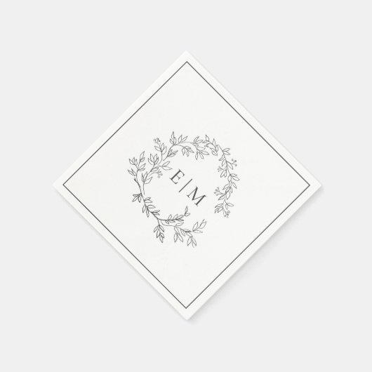 Serviette En Papier Mariage de monogramme gris moderne (Coin)