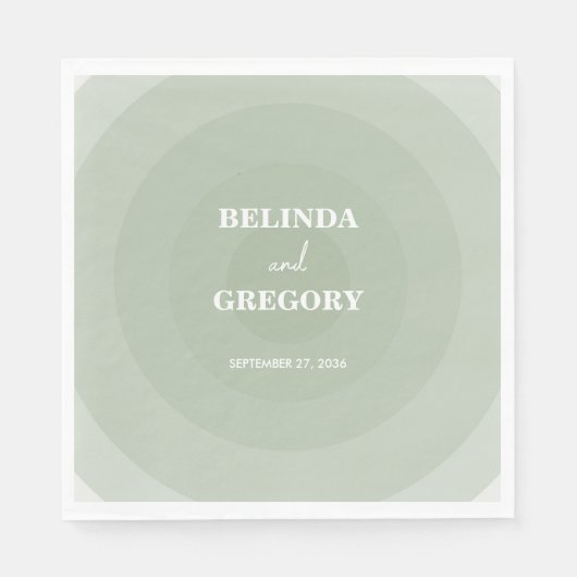 Serviette En Papier Mariage de monogramme moderne Sage Green (Devant)