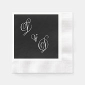 Serviette En Papier Mariage de monogramme noir classique (Devant)