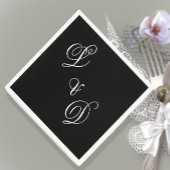 Serviette En Papier Mariage de monogramme noir classique