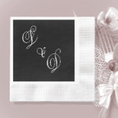 Serviette En Papier Mariage de monogramme noir classique