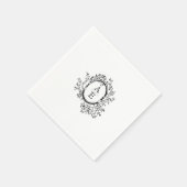 Serviette En Papier Mariage de monogramme noir et blanc (Coin)