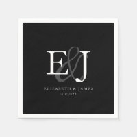 Mariage de monogramme noir et blanc élégant